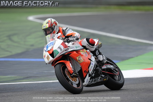 2010-05-08 Monza 0461 - La Roggia - Supersport - Free Practice - Massimo Roccoli - Honda CBR600RR